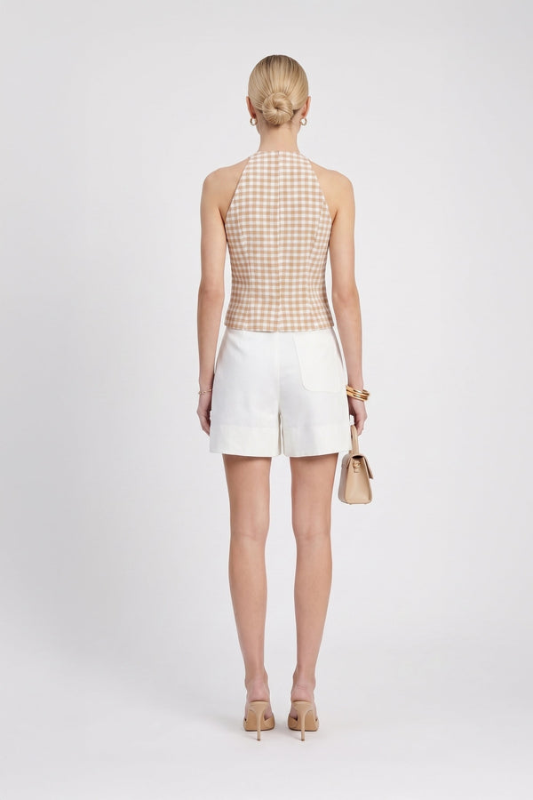 Adela Halter Zipper-Front Blusa 752998 - Reina Diaz