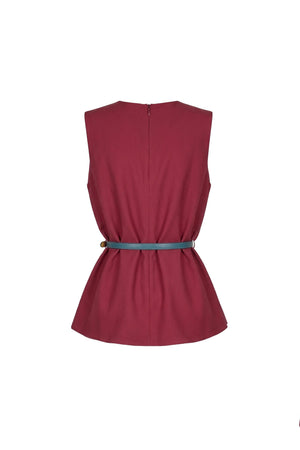 Adriana Belted Peplum Sleeveless Blusa 554325 BET - Reina Diaz
