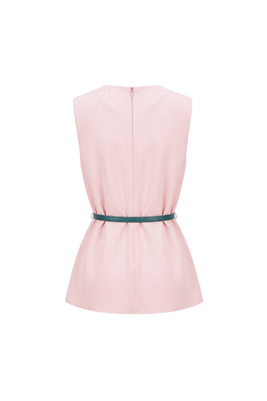 Adriana Belted Peplum Sleeveless Blusa 554325 ROS - Reina Diaz