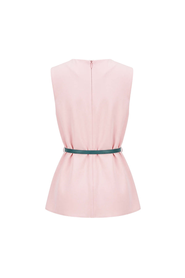 Adriana Belted Peplum Sleeveless Blusa 554325 ROS - Reina Diaz