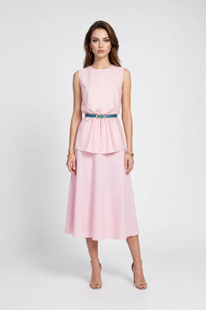 Adriana Belted Peplum Sleeveless Blusa 554325 ROS - Reina Diaz