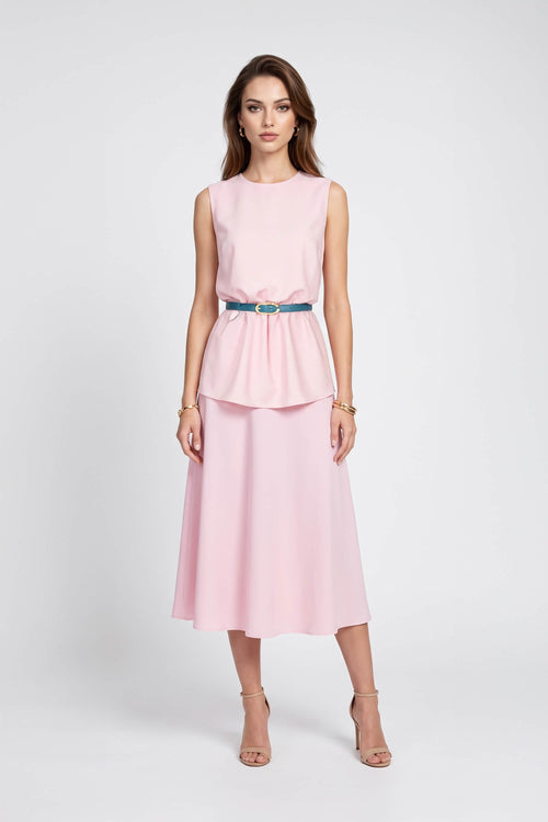 Adriana Belted Peplum Sleeveless Blusa 554325 ROS - Reina Diaz