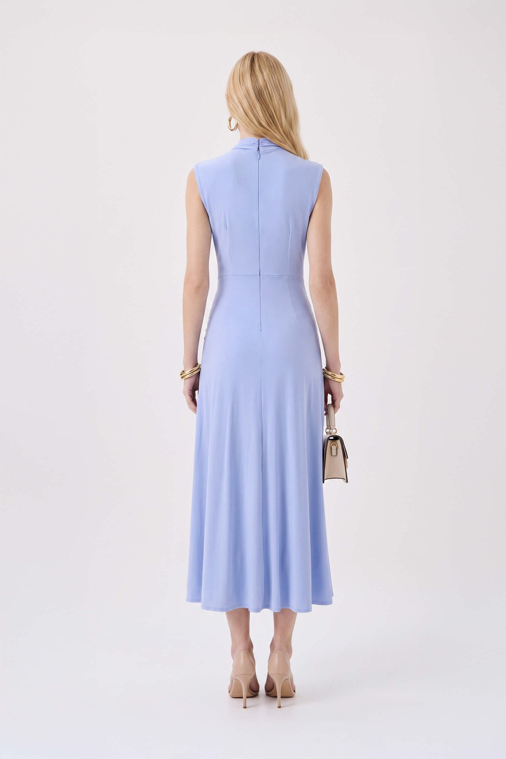 Adriana Draped Knot Sleeveless Midi Vestido 526155 PER - Reina Diaz