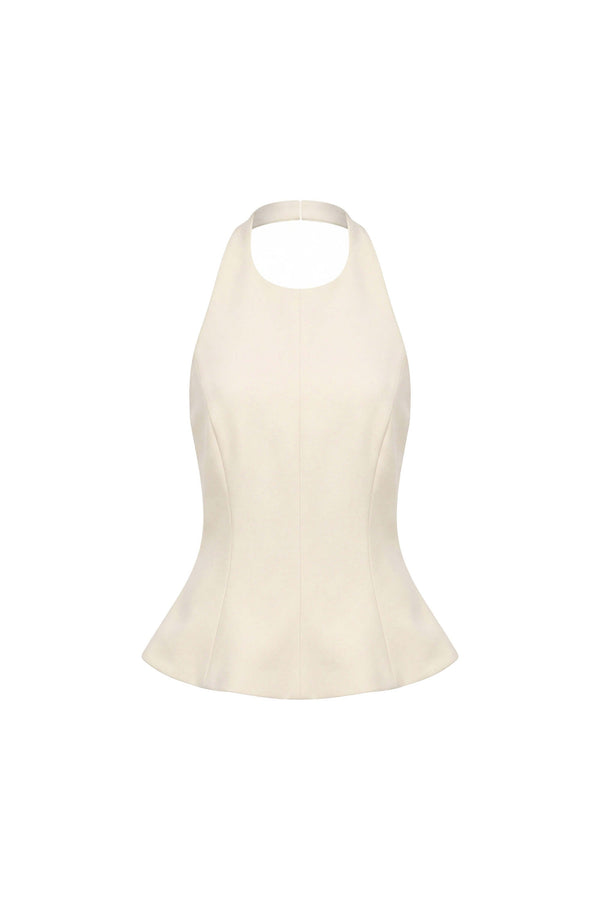 Adriana Halter Peplum Top 501559 BEI - Reina Diaz