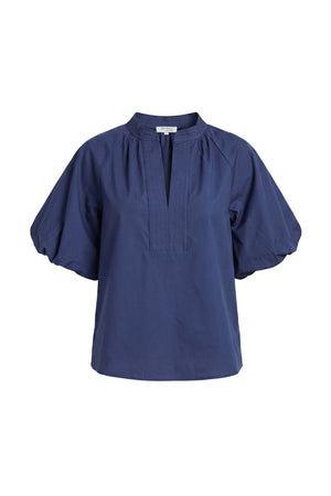 Adriana Puff Sleeve V-Neck Blusa 752975 AZU - Reina Diaz