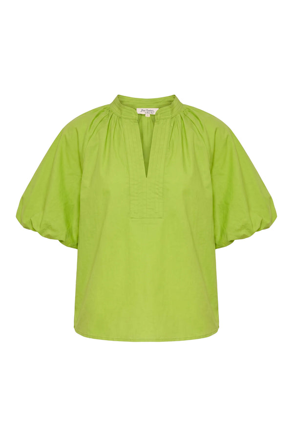Adriana Puff Sleeve V-Neck Blusa 752975 VER - Reina Diaz