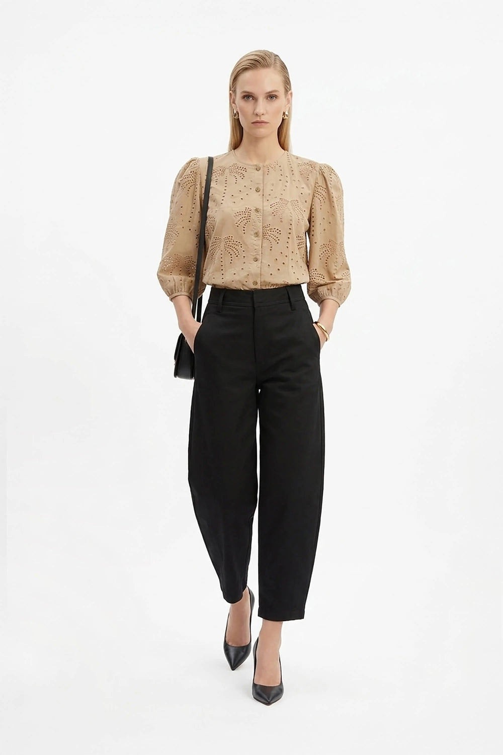 Alaia Tropical Eyelet Blusa - Reina Diaz