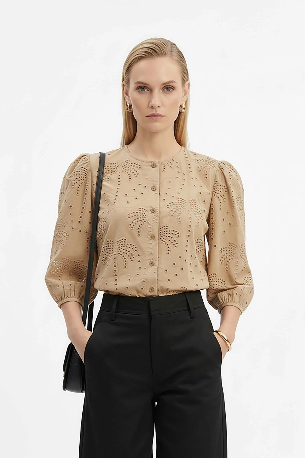 Alaia Tropical Eyelet Blusa - Reina Diaz