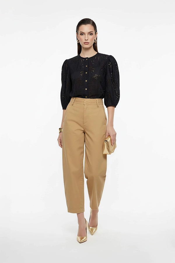 Alaia Tropical Eyelet Blusa - Reina Diaz