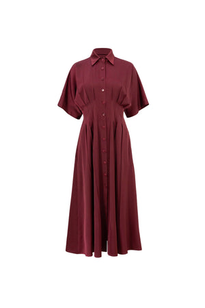 Alessandra Pleated Midi Vestido - Reina Diaz