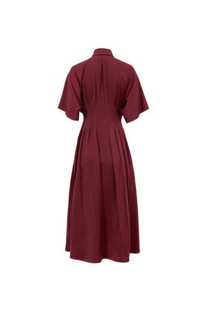 Alessandra Pleated Midi Vestido - Reina Diaz