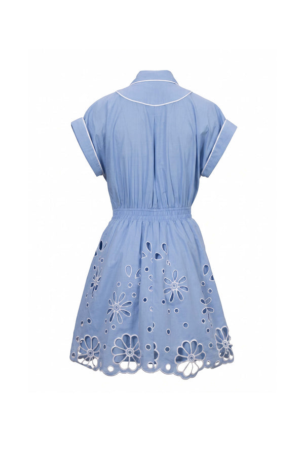Alessia Embroidered Bow Shirt Vestido 526178 PER - Reina Diaz