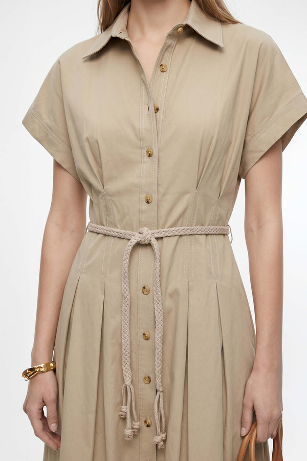 Alessia Keyhole Smocked-Cuff Vestido 723137 - Reina Diaz