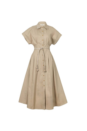 Alessia Keyhole Smocked-Cuff Vestido 723137 - Reina Diaz