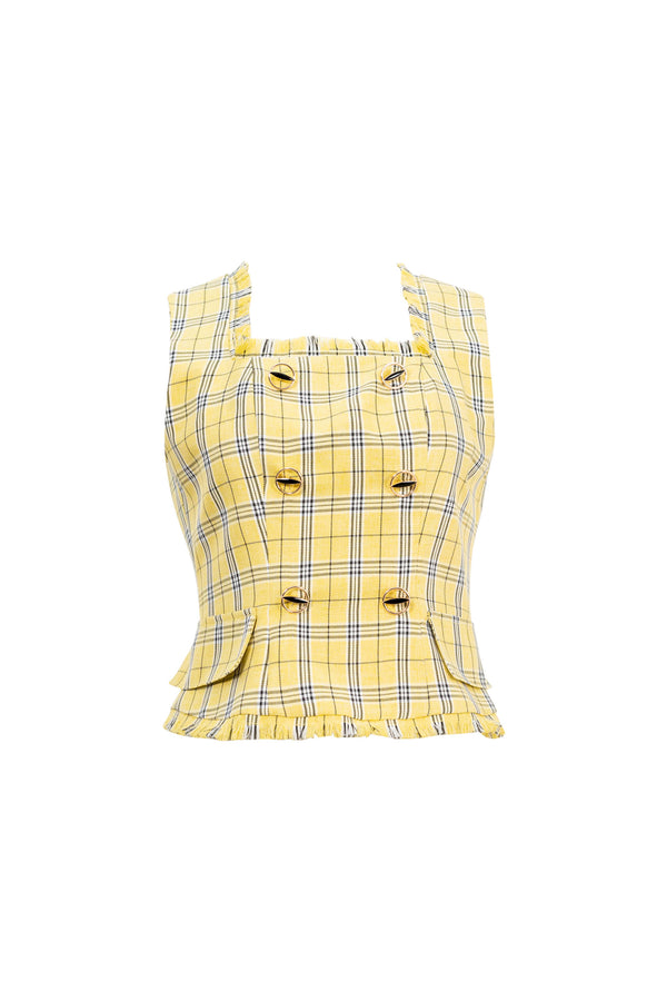 Alessia Plaid Double-Breasted Saco 501545 AMA - Reina Diaz