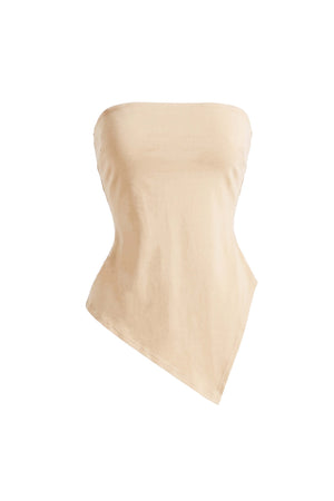 Alexa Asymmetrical Strapless White Top 753045 ALM - Reina Diaz