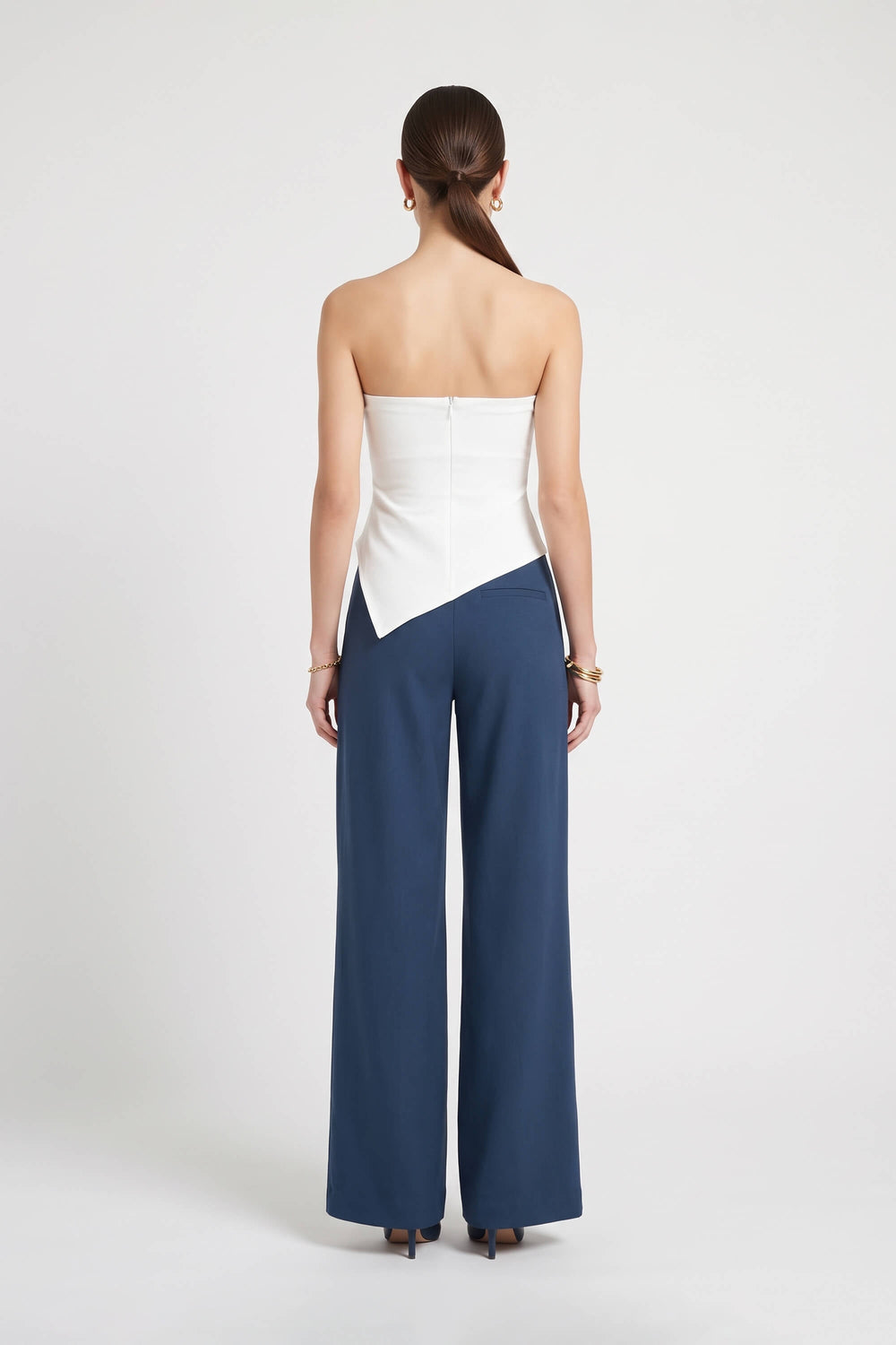 Alexa Asymmetrical Strapless White Top 753045 HUE - Reina Diaz
