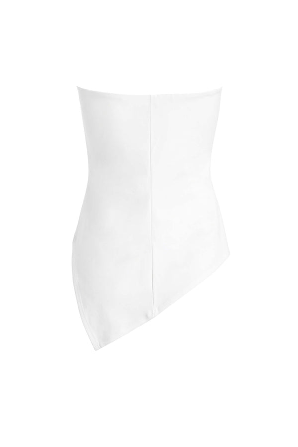 Alexa Asymmetrical Strapless White Top 753045 HUE - Reina Diaz