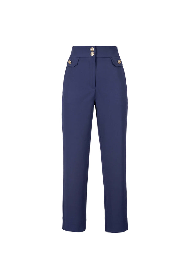 Alexa High-Waist Button Straight Pants 532163 MAR - Reina Diaz