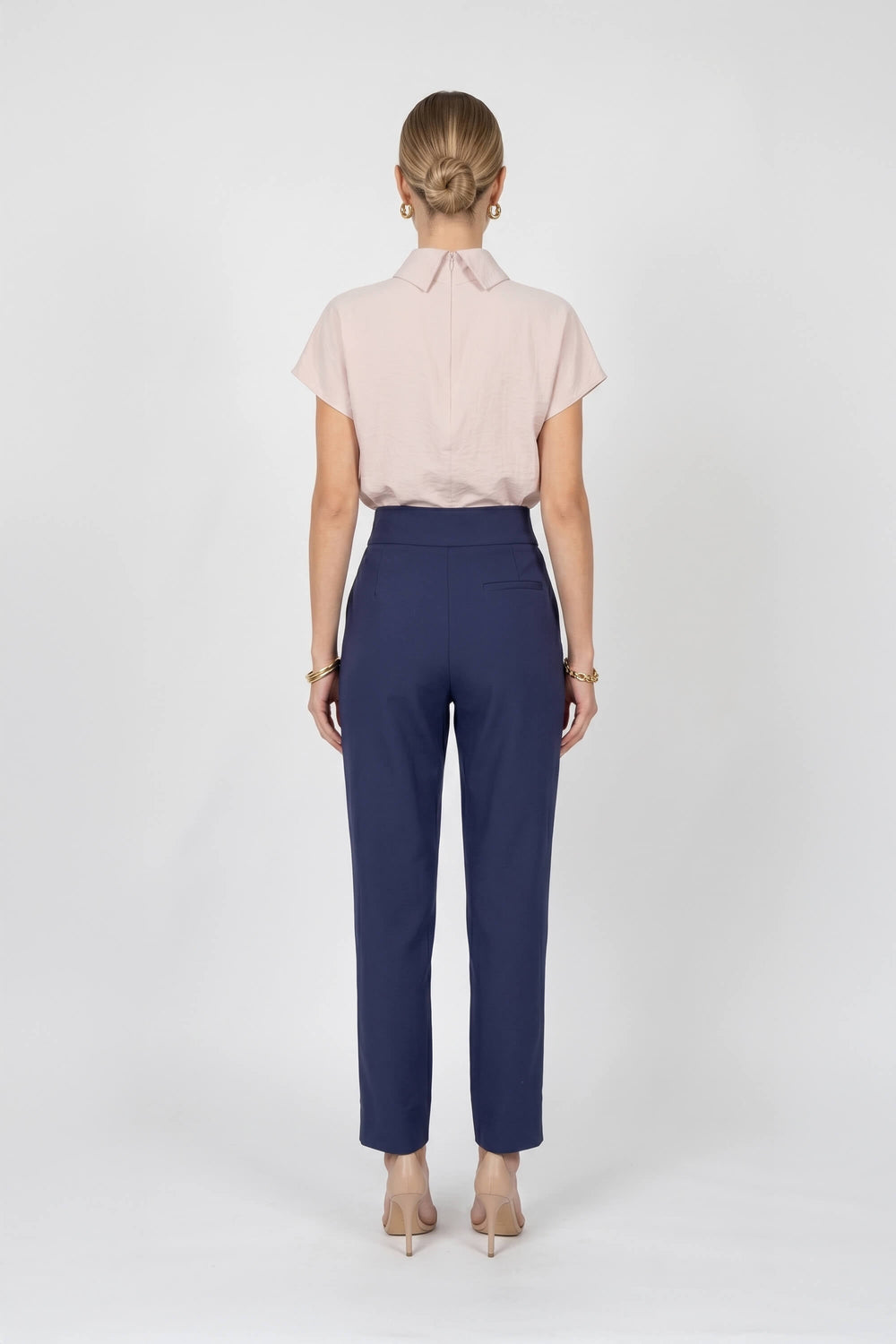 Alexa High-Waist Button Straight Pants 532163 MAR - Reina Diaz