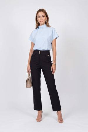 Alexa High-Waist Button Straight Pants 532163 NEG - Reina Diaz