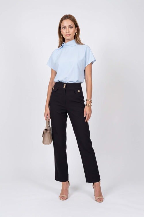 Alexa High-Waist Button Straight Pants 532163 NEG - Reina Diaz