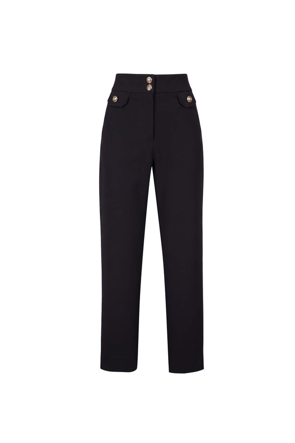 Alexa High-Waist Button Straight Pants 532163 NEG - Reina Diaz