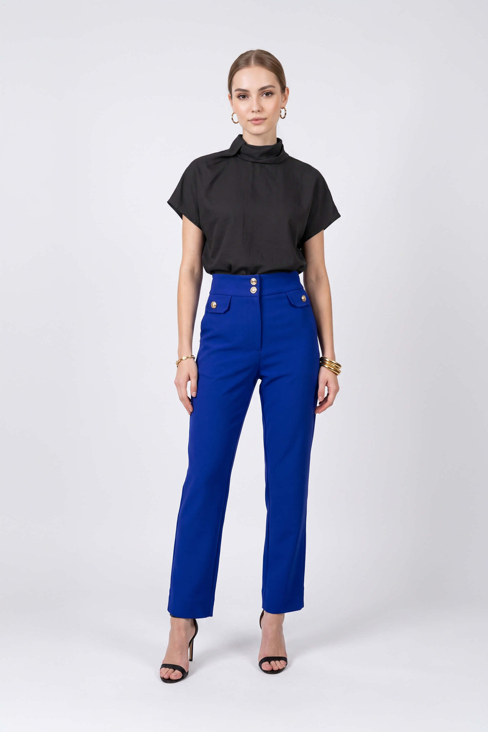 Alexa High-Waist Button Straight Pants 532163 REY - Reina Diaz