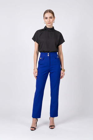 Alexa High-Waist Button Straight Pants 532163 REY - Reina Diaz