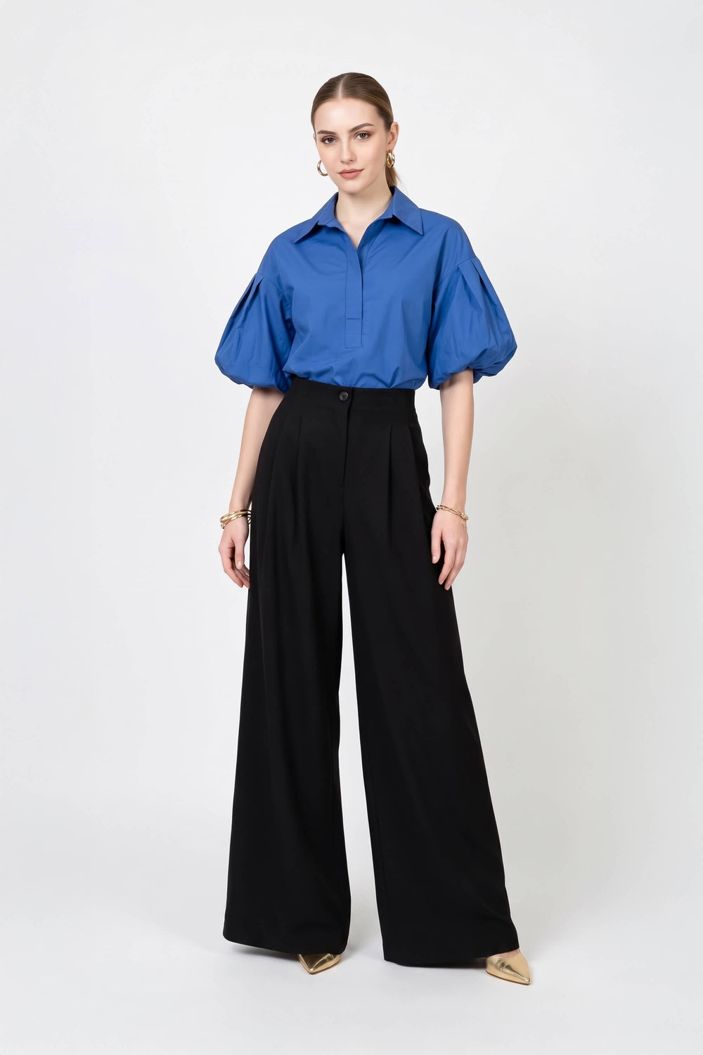 Alexa High-Waist Wide-Leg Tailored Pantalón 532085 NEG - Reina Diaz