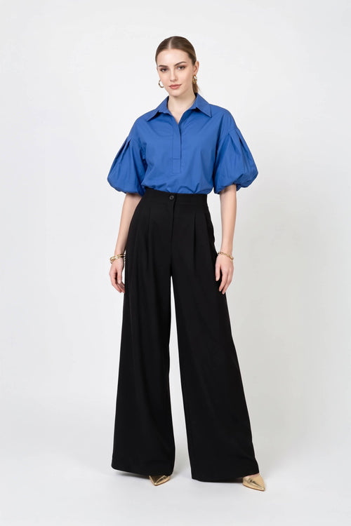 Alexa High-Waist Wide-Leg Tailored Pantalón 532085 NEG - Reina Diaz