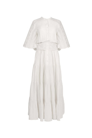 Alexa Lace Tiered Maxi Vestido 526283 HUE - Reina Diaz