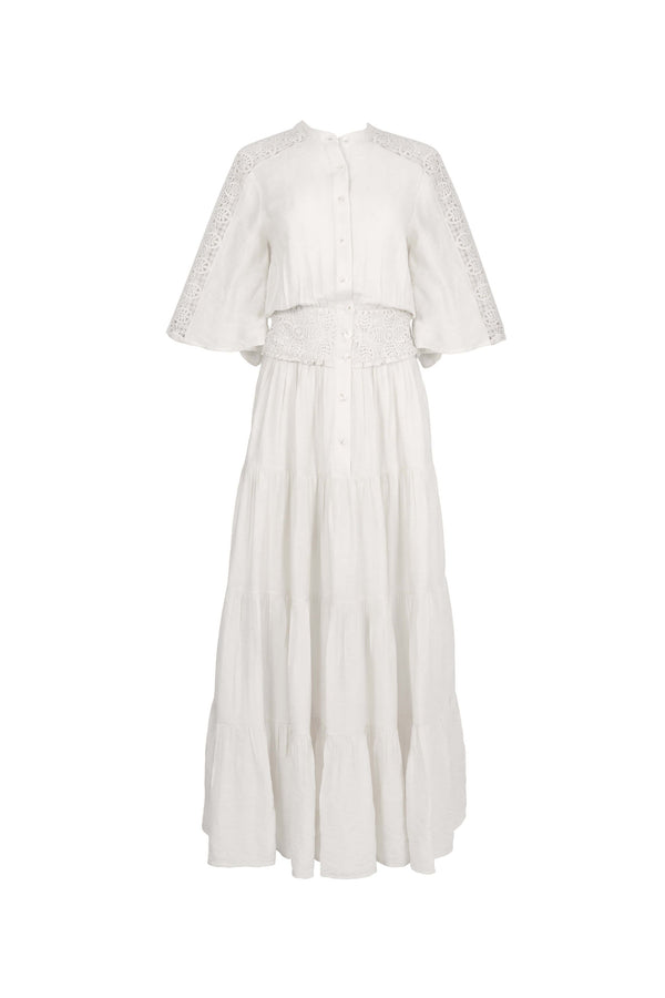 Alexa Lace Tiered Maxi Vestido 526283 HUE - Reina Diaz