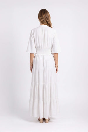 Alexa Lace Tiered Maxi Vestido 526283 HUE - Reina Diaz