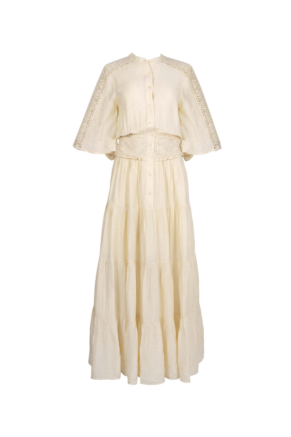 Alexa Lace Tiered Maxi Vestido 526283 PAJ - Reina Diaz