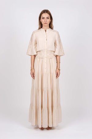 Alexa Lace Tiered Maxi Vestido 526283 PAJ - Reina Diaz