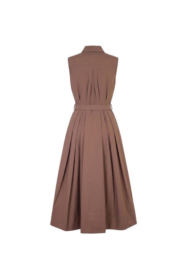 Alexa Sleeveless Pleated Shirt Midi Vestido 723179 CAF - Reina Diaz