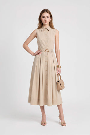 Alexa Sleeveless Pleated Shirt Midi Vestido 723179 KAK - Reina Diaz