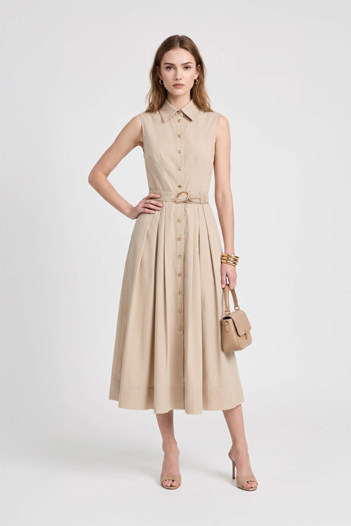Alexa Sleeveless Pleated Shirt Midi Vestido 723179 KAK - Reina Diaz