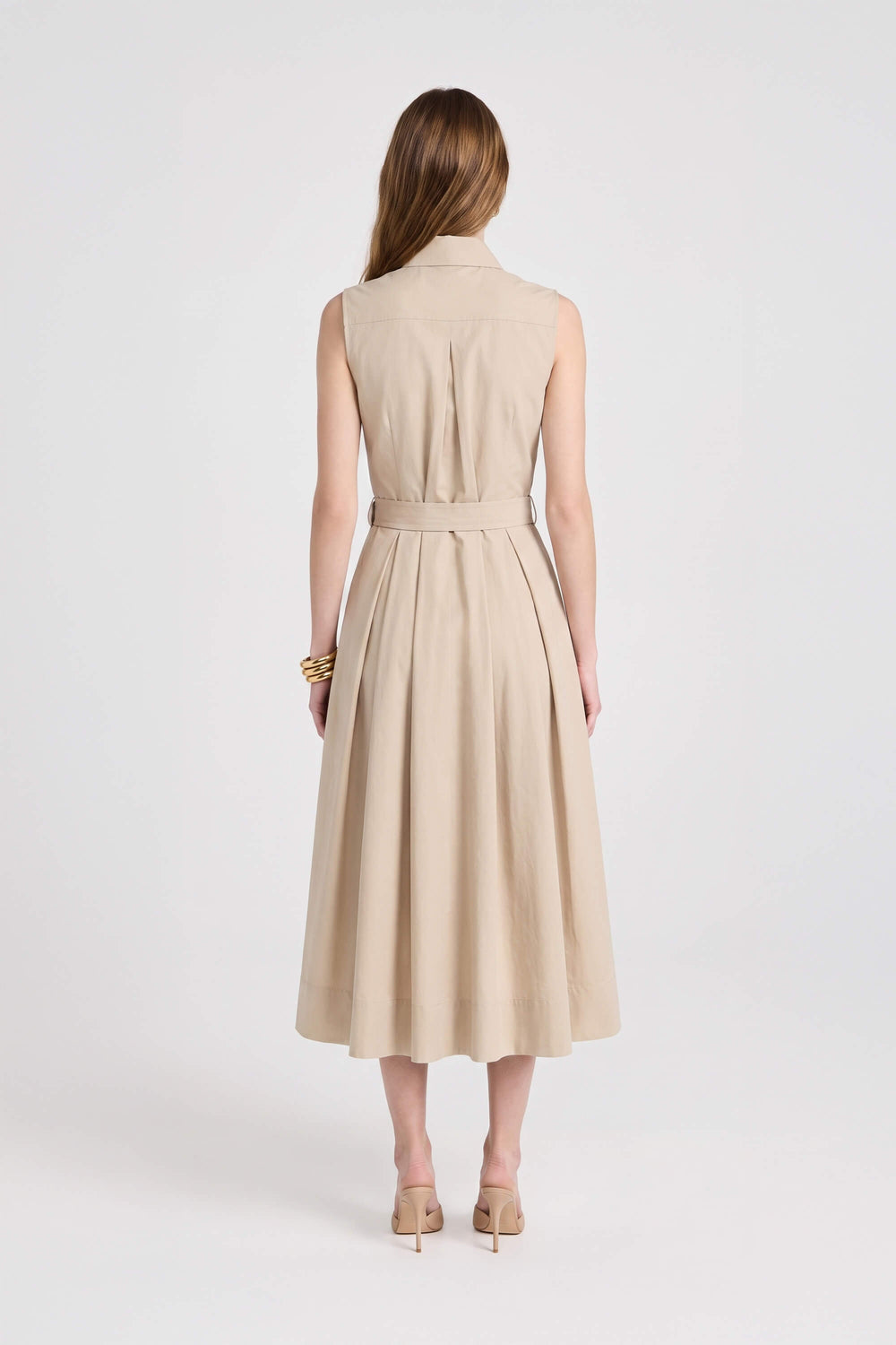 Alexa Sleeveless Pleated Shirt Midi Vestido 723179 KAK - Reina Diaz