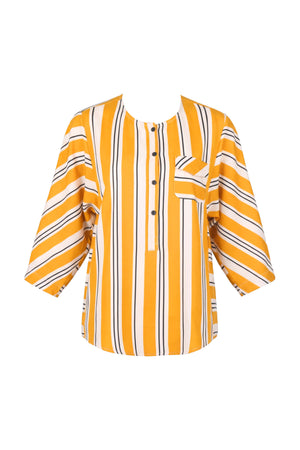 Alexa Striped Henley Pocket Blusa 752957 MOZ - Reina Diaz