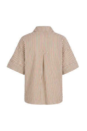 Alexa Striped Short Sleeve Blusa 752982 CAF - Reina Diaz