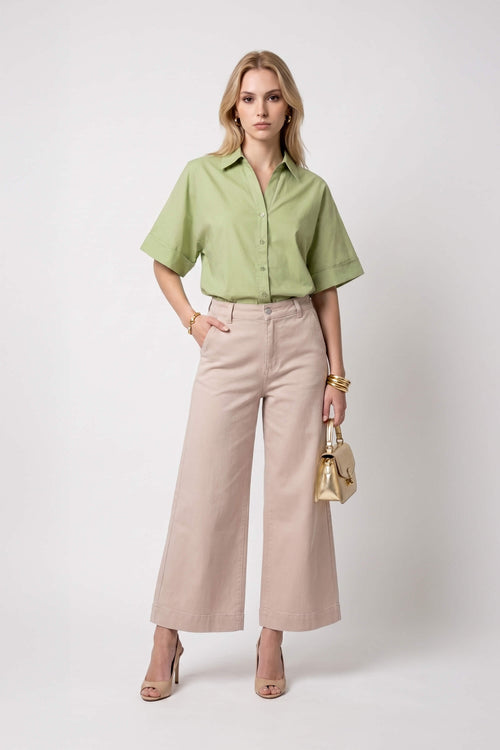 Alexa Striped Short Sleeve Blusa 752982 MUS - Reina Diaz