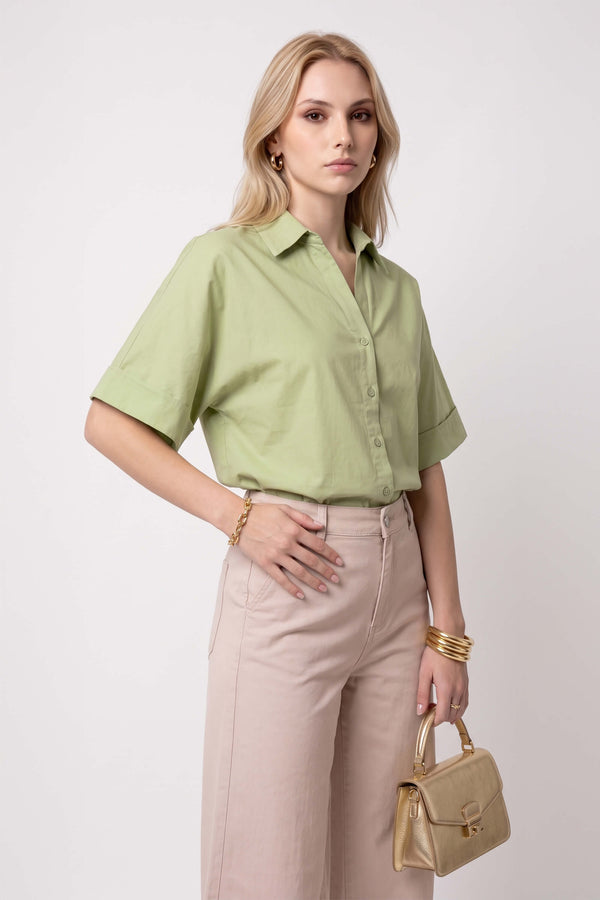 Alexa Striped Short Sleeve Blusa 752982 MUS - Reina Diaz