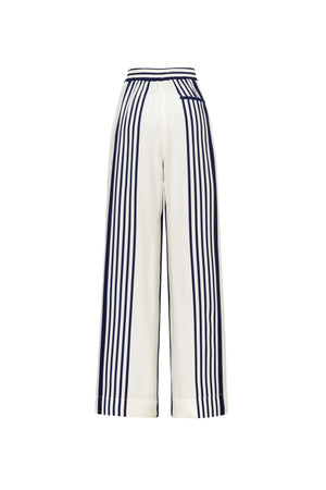 Amalfi Navy Striped Rayon Straight-Leg Pants - Reina Diaz