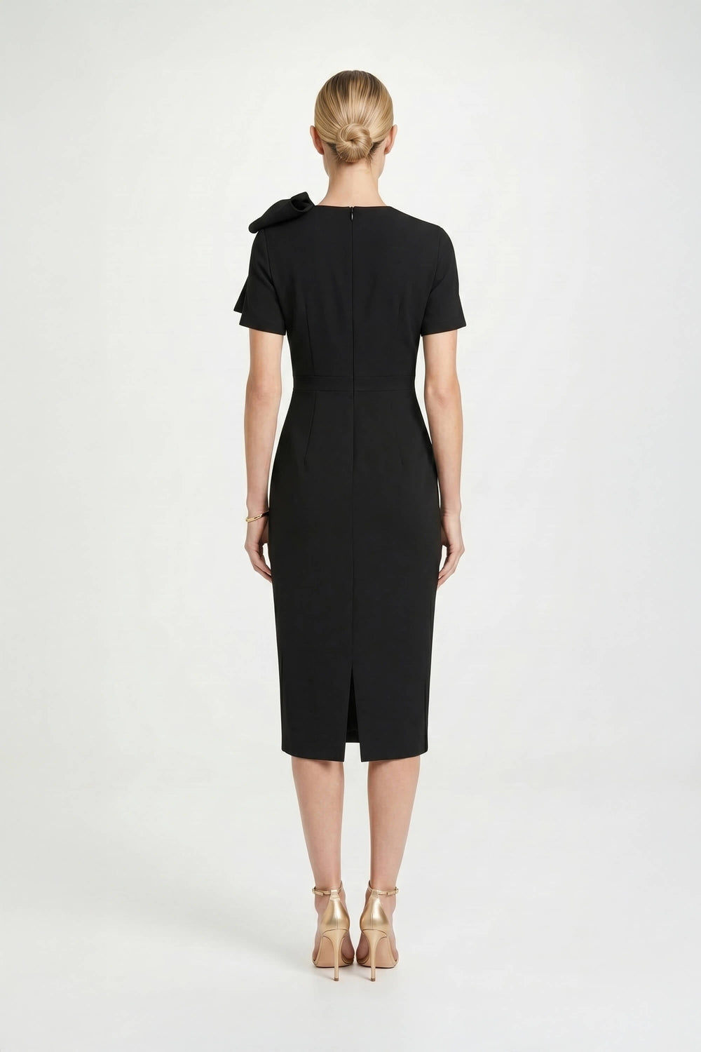 Amalia Asymmetric Bow Midi Dress - Reina Diaz