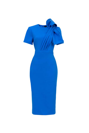 Amalia Asymmetric Bow Midi Dress - Reina Diaz