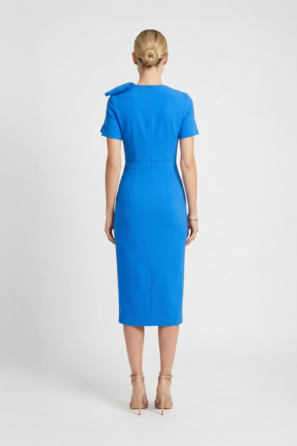 Amalia Asymmetric Bow Midi Dress - Reina Diaz