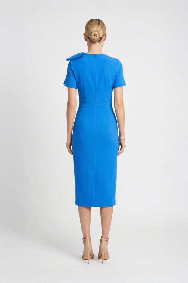 Amalia Asymmetric Bow Midi Dress - Reina Diaz