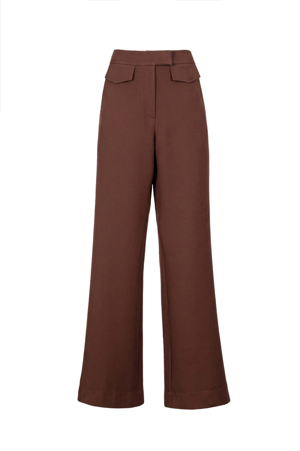 Amalia High-Waist Flap Wide-Leg Pantalón 532138 CAF - Reina Diaz
